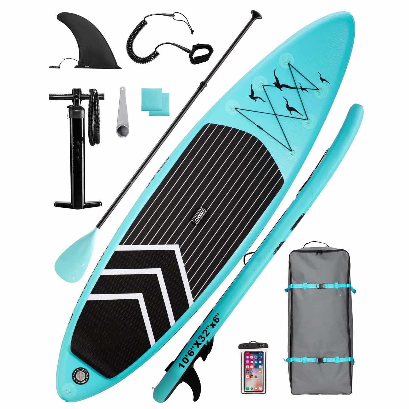 Cooyes Paddle Board, 10ft/10.6ft Inflatable Paddle Board, Stand up Paddle Board with Premium SUP Accessories & Backpack, Emergency Repair Kit, Non-Slip Deck & More - Extra-Light ISUP