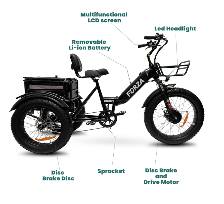 · MALISA Electric Trike for Adults, 3 Wheel Motorized Bicycle with Big Wheels, Long Range Adult.