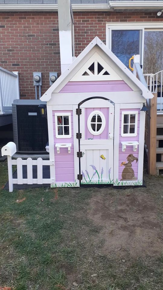 Aspen All Cedar Wooden Playhouse, Country Style, Dutch Front Door, Flower Pot Holders