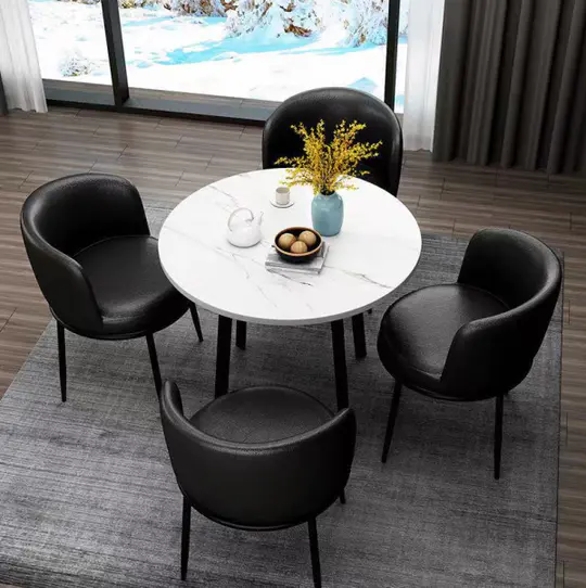 4-person round dining table set (table + 4 chairs)