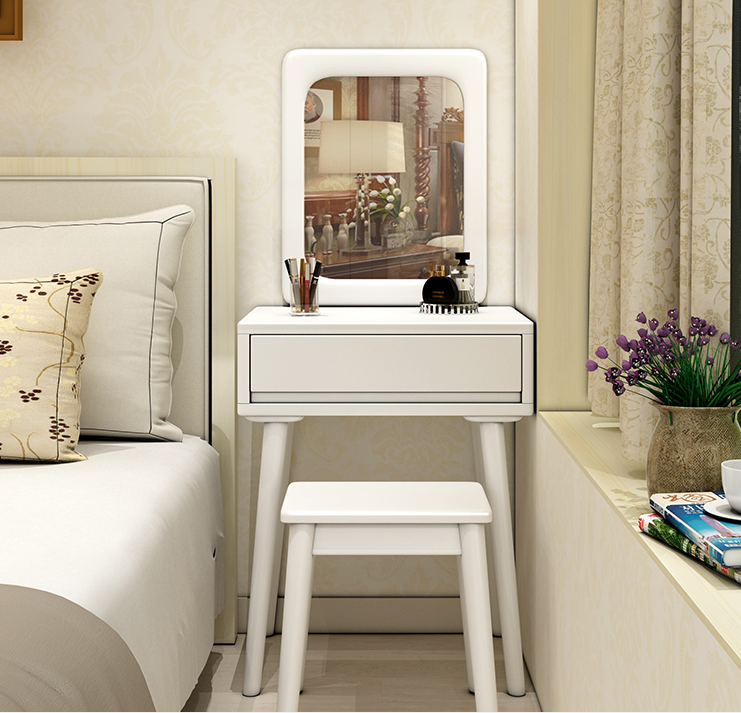 Nordic solid wood dressing table net red ins small apartment bedside dressing table bedroom modern minimalist mini dressing table