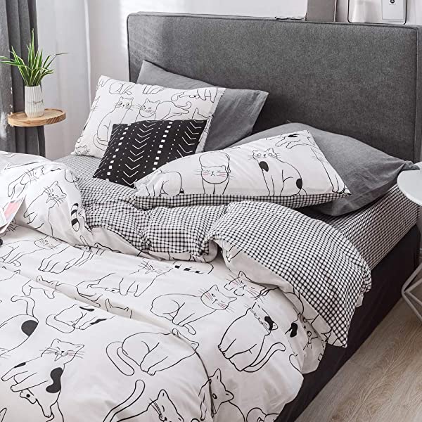 New Cartoon Animals Elephant Print Duvet Cover Sets for Kids 100% Cotton Reversible Soft 3 Pieces Kids Bedding Duvet Cover Pillowcases Kawaii Cloud Bedding Sets, Queen/Full Full/Queen (1 Duvet Cover + 2 Pillowcases) Multi A00 Elephant Bunny Balloon