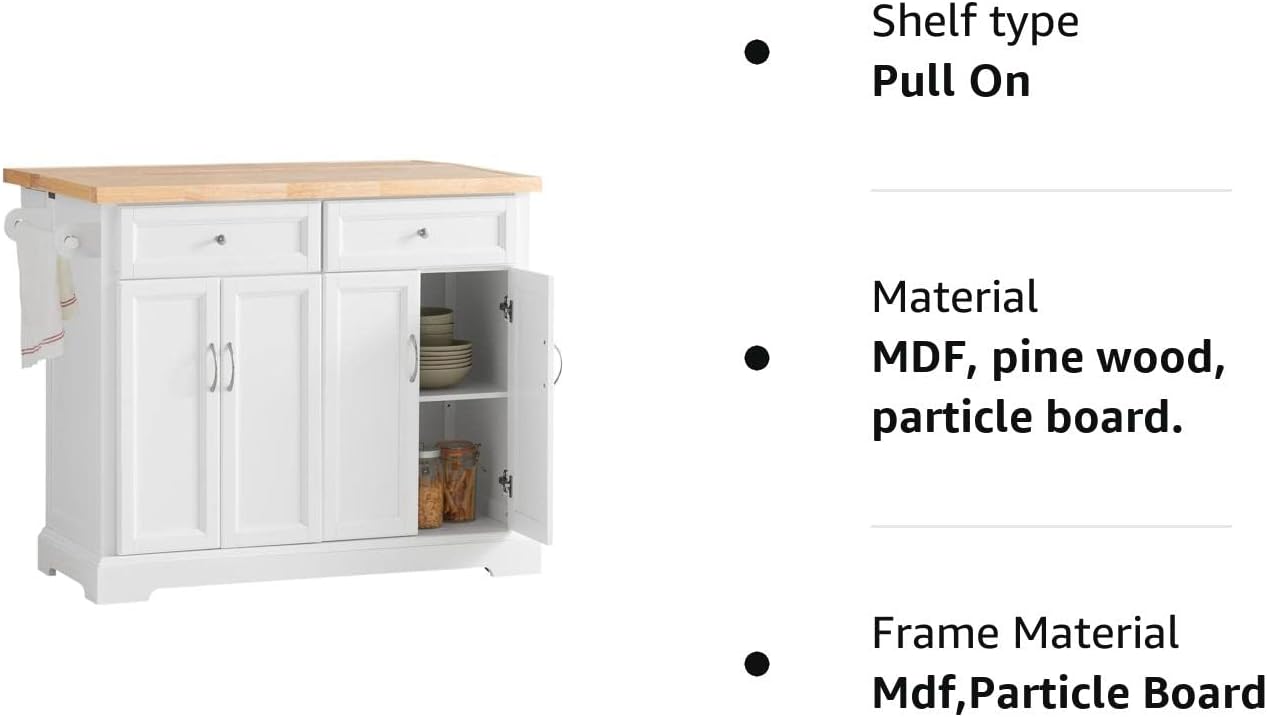 SoBuy FKW71-WN, Extendable Kitchen Storage Trolley Kitchen Cabinet Cupboard Sideboard Kitchen Island
