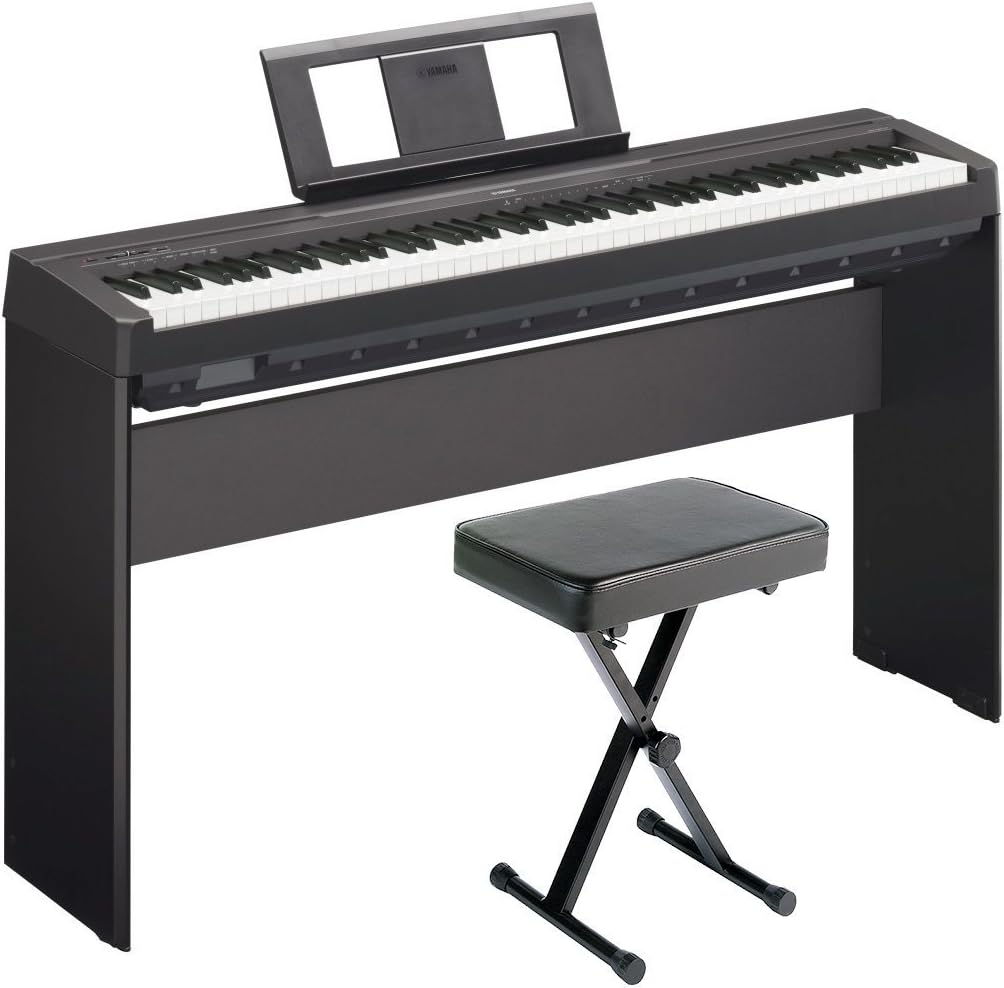 P45 88-Key Weighted Digital Piano Home Bundle With Wooden Furniture Stand And Bench